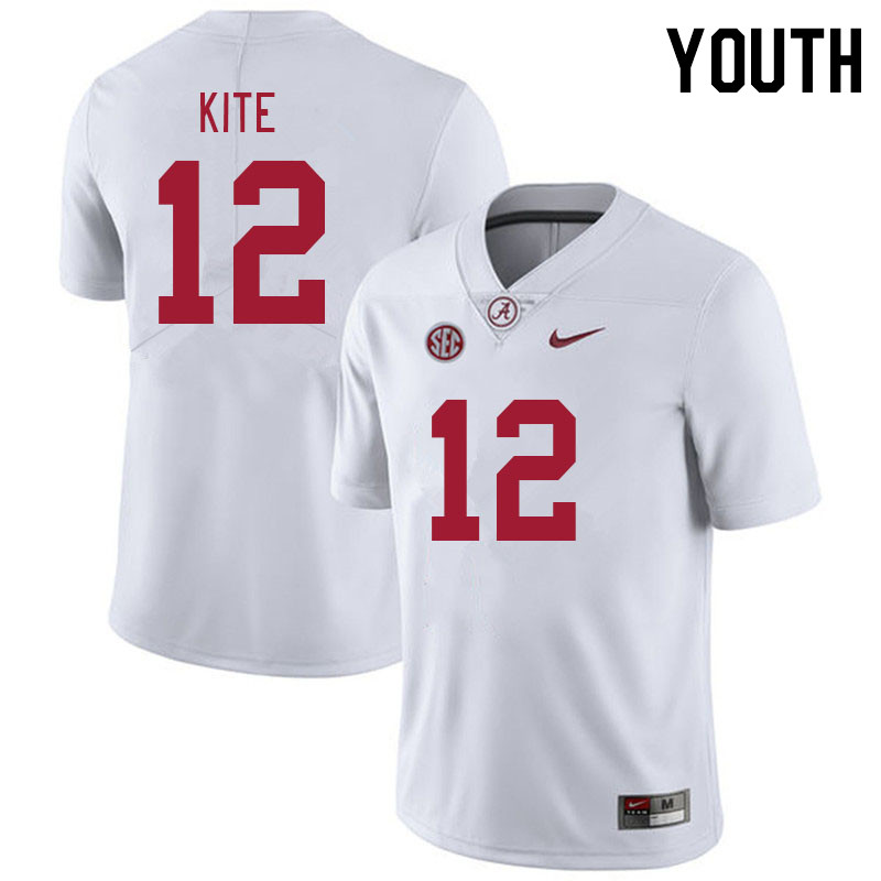 Youth #12 Antonio Kite Alabama Crimson Tide College Footabll Jerseys Stitched-White